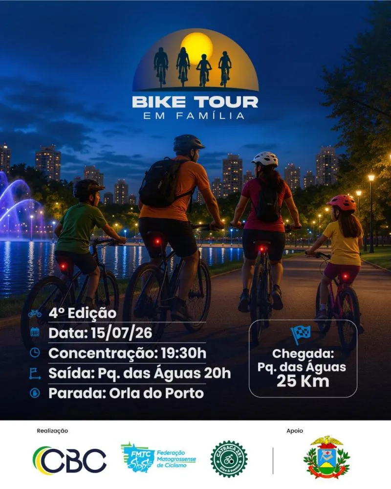 Bike Tour promove pedal do Parque das Águas à Orla do Porto em Cuiabá