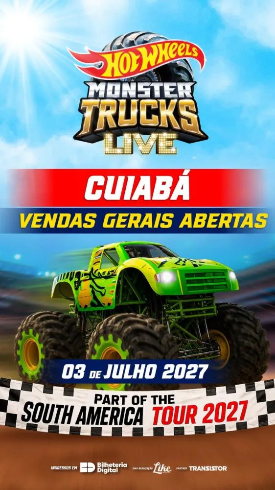 Espetáculo de carros gigantes da Hot Wheels estará em Cuiabá; saiba onde comprar ingressos