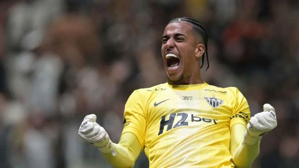 Gabriel Delfim comemora classificação do Atlético-MG na Sul-Americana DOUGLAS MAGNO / AFP via Getty Images